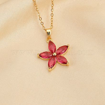 Ожерелья с подвеской в виде цветка сливы из латуни с кубическим цирконием для женщин FS-WG57E4E-03-1