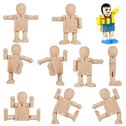 Gorgecraft juguetes robot de madera en blanco sin terminar AJEW-GF0001-15-1