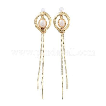 Orecchini con nappe di perle naturali EJEW-P256-41G-1