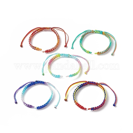 Pulseras trenzadas de cordón de poliéster de color degradado AJEW-JB01146-1