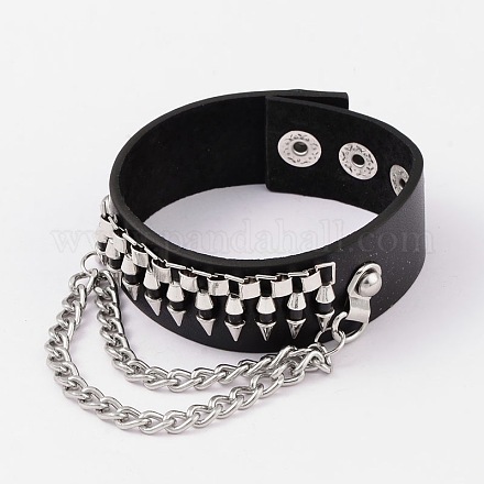 Leather Cord Snap Bracelets BJEW-D351-29B-1