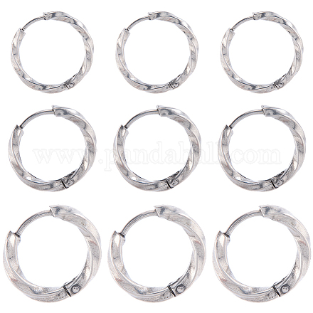 18 шт. 3 стиля сережек-колец из нержавеющей стали 316 EJEW-SC0001-82-1