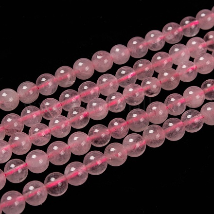 Granos naturales de abalorios de cuarzo rosa G-L104-6mm-01-1