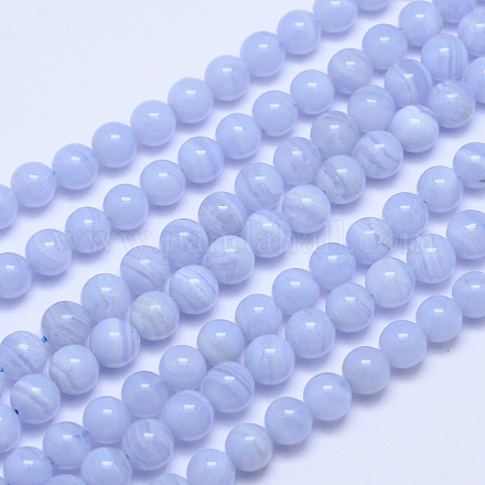 Grade A Natural Blue Lace Agate Round Bead Strands G-L417-09-8mm-1