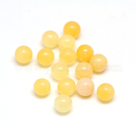Natural jade amarillo bola redonda bolas G-A127-6mm-10-1