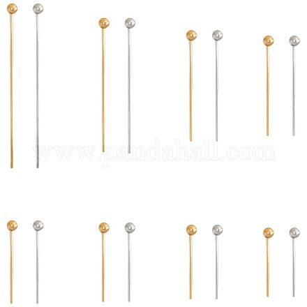 PandaHall 800pcs 8 Sizes Brass Head Pins Golden/Silver Ball Head Pin for Beads Earrings Jewelry Making KK-PH0035-62-1