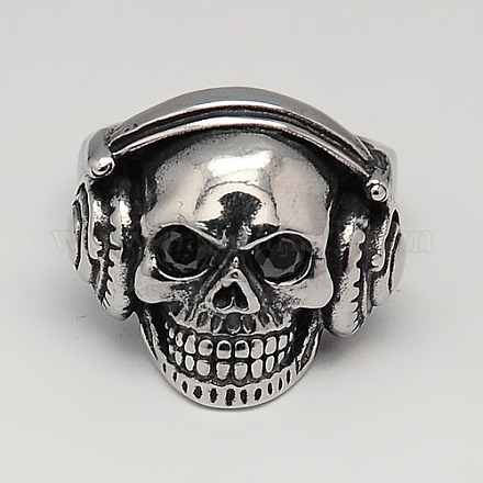 Personalized Retro Men's 316L Surgical Stainless Steel Skull Rings RJEW-F006-225-23mm-1