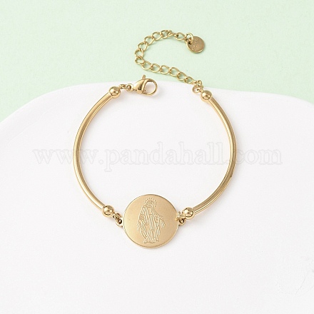 Браслеты из нержавеющей стали 304 Religion для женщин BJEW-F524-02C-G-1