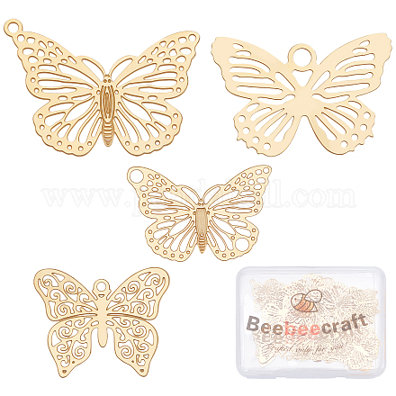 Beebeecraft 40Pcs 4 Styles 18K Gold Plated Butterfly Charms Butterfly Filigree Connectors Pendants for DIY Jewelry Making Necklace Bracelet Earrings FIND-BBC0001-15-1