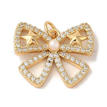 Покрытие стойки латунь микро паве прозрачный кубический цирконий и пластиковые подвески с жемчугом KK-S366-09G-1