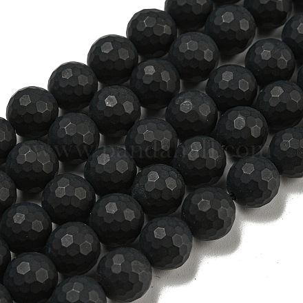 Natürliche schwarze Achat Perlen Stränge G-D710-8mm-06-1