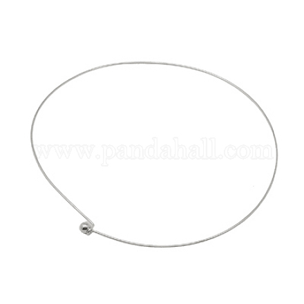 真鍮製ネックレス作り  硬いネックレス  銀色のメッキ  サイズ：ネックレス：約145内径  ワイヤー：1.3mm程度 X-NJEW-H081-S-1