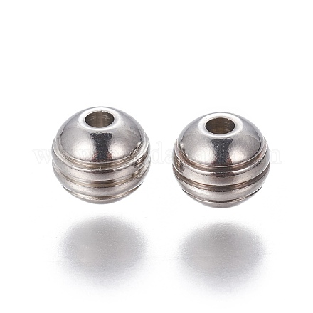 201 Stainless Steel Grooved Beads X-STAS-P239-04P-1