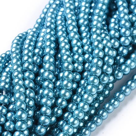 Umweltfreundliche runde Perlenstränge aus gefärbtem Glasperlen HY-A002-3mm-RB073N-1