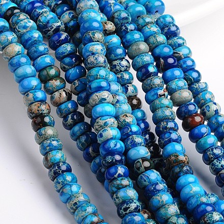 Dyed Natural Imperial Jasper Rondelle Beads Strands G-M275-06-6mm-1