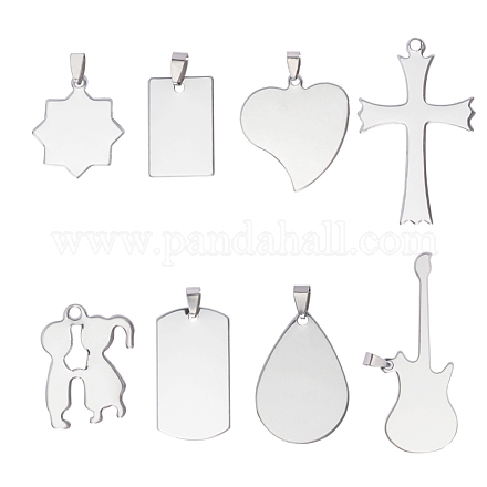 201 Stainless Steel Heart Stamping Blank Tag Pendants STAS-PH0018-77-1