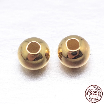Настоящие золотые позолоченные круглые бусины из серебра X-STER-M103-04-3mm-G-1
