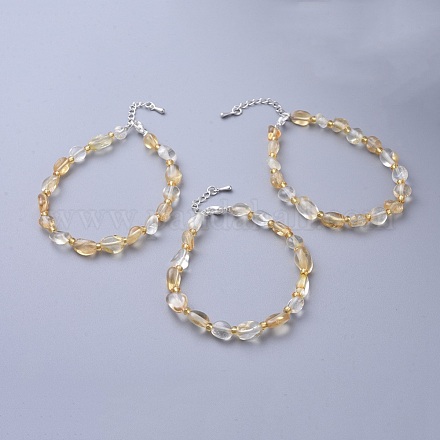 Bracelets à perles citrines naturelles BJEW-F405-A01-1