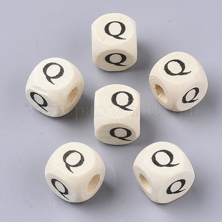 Perles de bois naturel imprimées WOOD-T026-001Q-1
