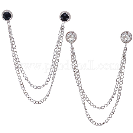 2 шт. 2-цветные плоские круглые булавки со стразами из цинкового сплава&nbsp;JEWB-CP0001-51-1