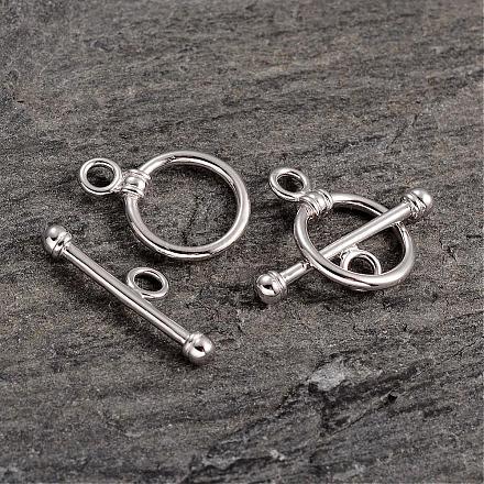 Platin überzogener Ring Sterling Silber Toggle Spangen STER-K014-H557-P-1