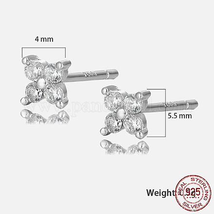Platinum Rhodium Plated Sterling Silver Flower Stud Earrings FC2873-2-1