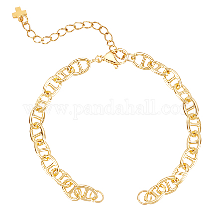 Beebeecraft 1 boîte de 5 chaînes de bracelet pour la fabrication de bijoux plaqué or 18 carats avec fermoir mousqueton MAK-BBC0001-01-1