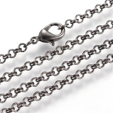 Iron Rolo Chains Necklace Making MAK-R015-75cm-B-1