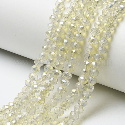 Electroplate Transparent Glass Beads Strands EGLA-A034-T6mm-H21-1
