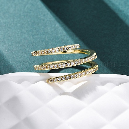 Открытые манжеты из латуни с микропаве и прозрачным цирконием для женщин RJEW-S624-04G-1
