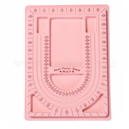 ネックレスデザインのためのプラスチックビーズデザインボード  群がる  長方形  9.45x12.99x0.39インチ  ピンク TOOL-H003-2-1