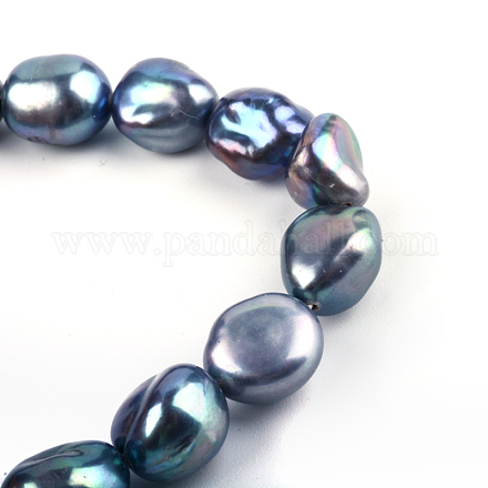Oval Natural Baroque Pearl Keshi Pearl Beads Strands PEAR-R015-09-1