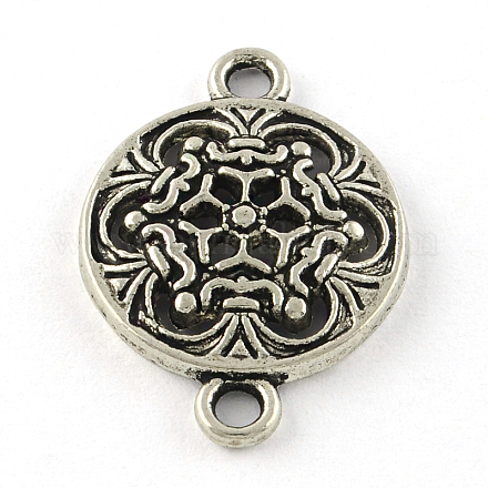 Tibetan Style Alloy Flat Roundwith Snowflake Links connectors TIBEP-R345-04AS-RS-1