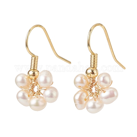 Orecchini pendenti con fiore di perle d'acqua dolce coltivate naturali EJEW-JE05051-1