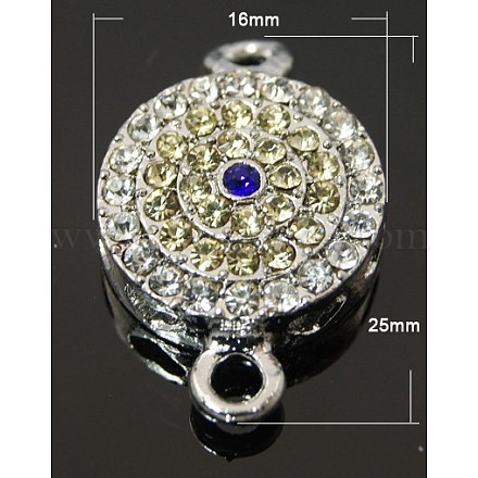 Flat Round Platinum Plated Alloy Middle Rhinestone Links X-RB-H178-N-1