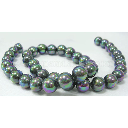 Polished Shell Pearl Round Beads Strands SP12MM515-1