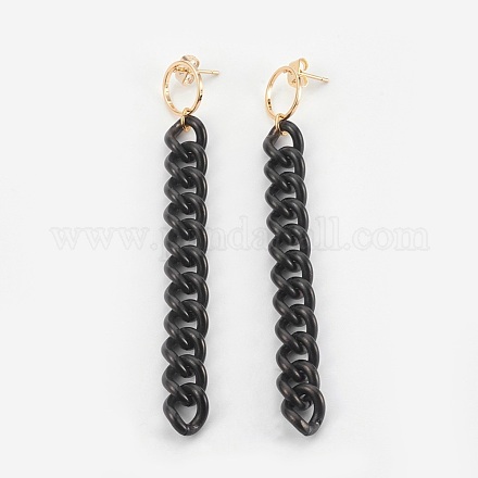 304 boucles d'oreilles pendantes en acier inoxydable avec chaînes gourmettes EJEW-JE02831-1