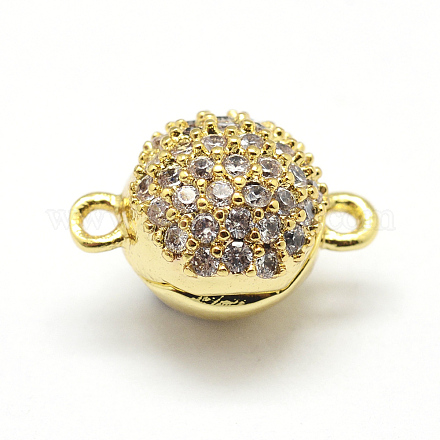 Brass Micro Pave Cubic Zirconia Magnetic Clasps with Loops ZIRC-P071-27G-NR-1