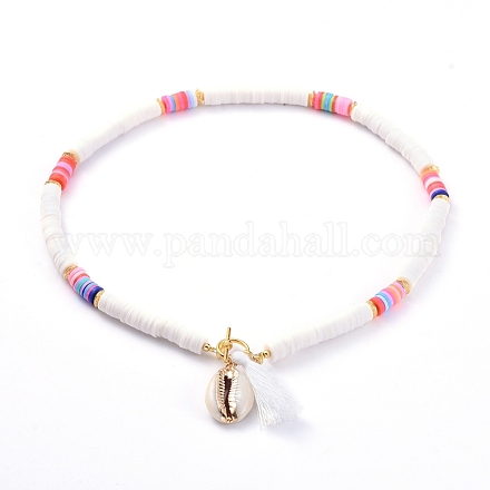 Handmade Polymer Clay Heishi Beads Necklaces NJEW-JN02721-01-1