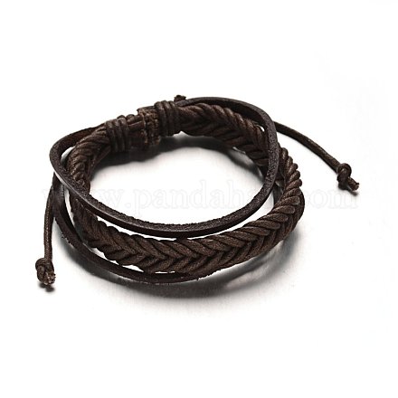 Bracelets ajustables de multi-brins avec cordon de cuir X-BJEW-M169-06-1