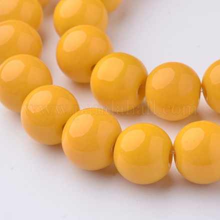 Opaque Solid Color Glass Beads Strands GLAA-D080-10mm-13-1