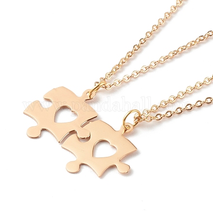 304 Stainless Steel Puzzle Piece Pendant Necklaces Sets NJEW-JN03516-01-1