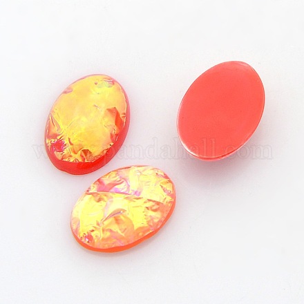 Oval Resin Imitated Opal Cabochons CRES-L007-02-1