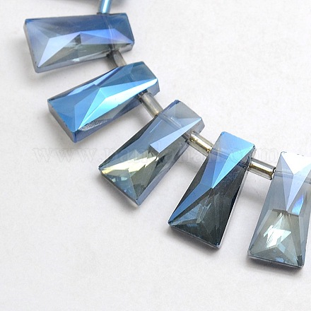 Faceted Electroplate Crystal Glass Trapezoid Beads Strands EGLA-F072B-07-1