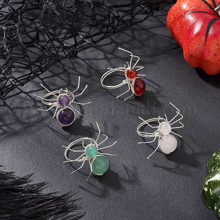 3 шт. кольца из натуральных драгоценных камней RJEW-TA00211-1