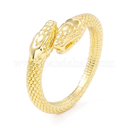 Кольцо из латуни с двойным змеиным покрытием для женщин RJEW-I083-19G-1