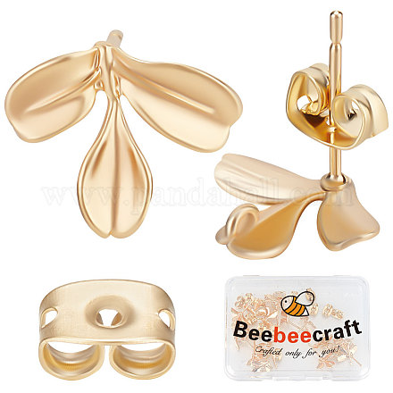 Beebeecraft 20Pcs Brass Stud Earring Findings KK-BBC0007-10-1