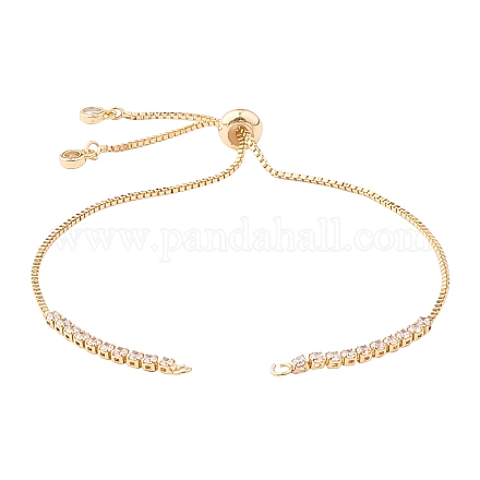 Adjustable Brass Micro Pave Cubic Zirconia Chain Bracelet Making ZIRC-CJ0001-01G-1