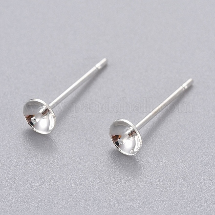 Supports accessoires de puces d'oreilles en 304 acier inoxydable pour perle demi percée STAS-H558-08S-1