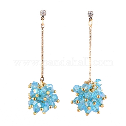 Faceted Glass Beads Stud Earrings EJEW-JE04095-01-1